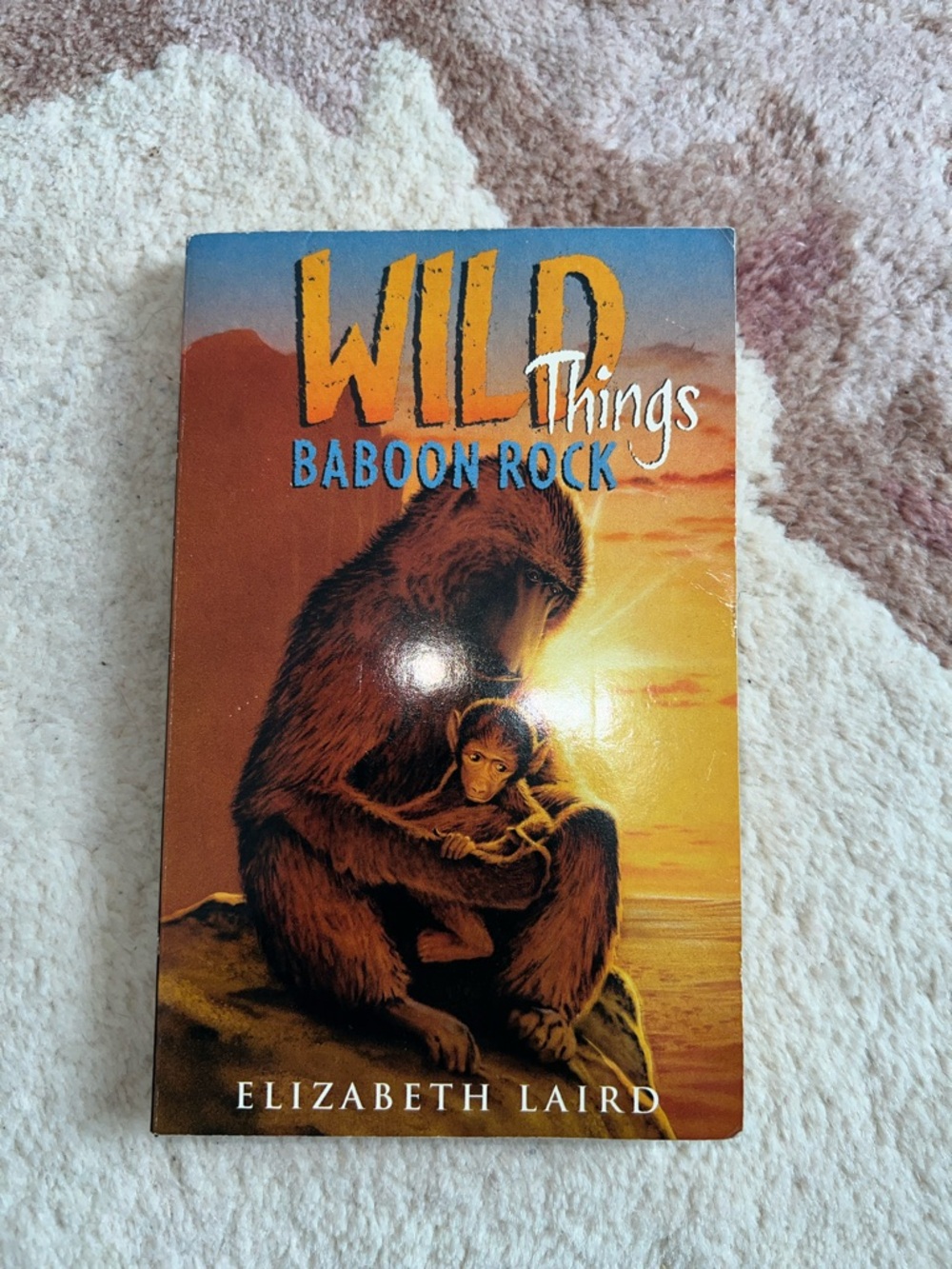Wild Things: Baboon Rock by Elizabeth Laird - Illustrated Book Cover, Brown/Gold